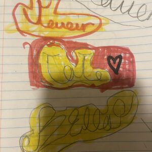 Cursive name, stickers